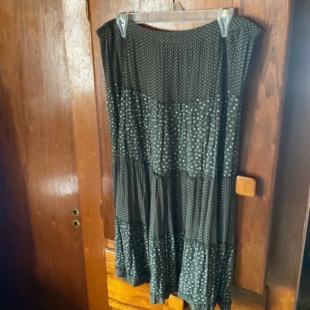 Army green boho skirt
